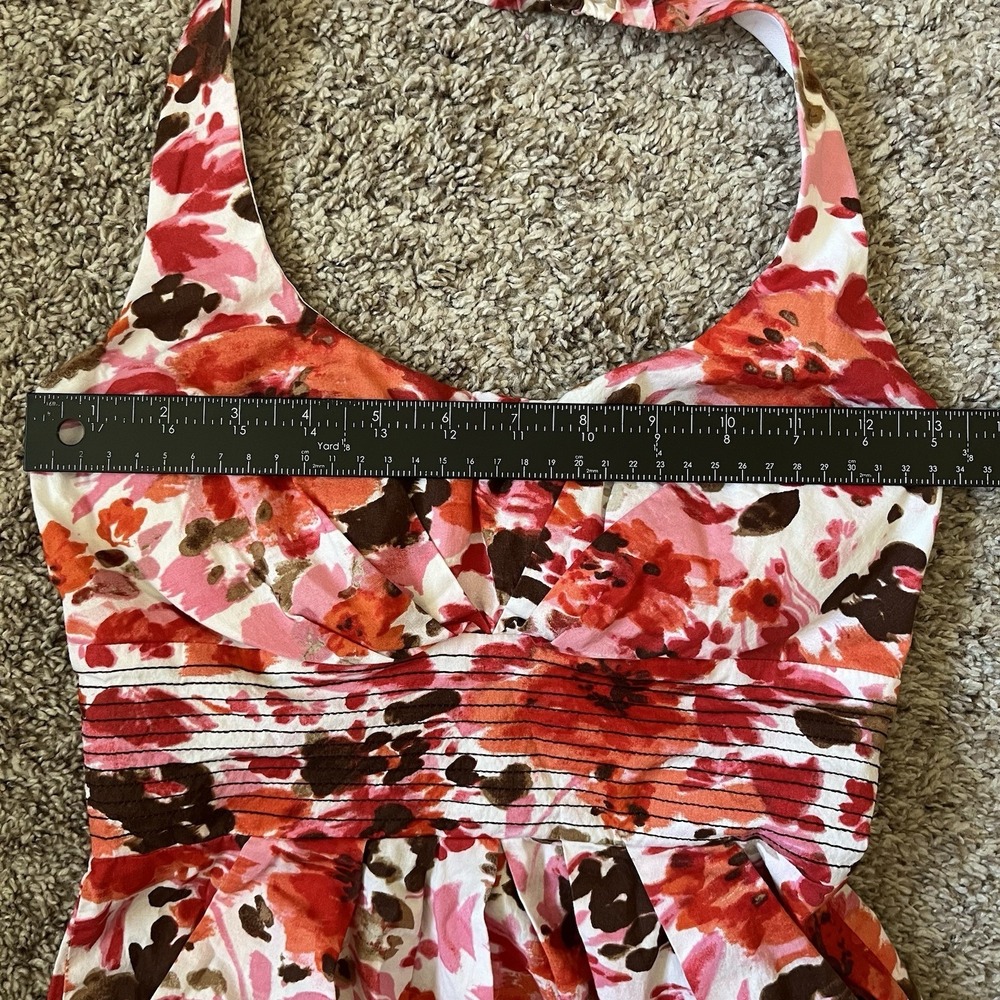 B Darlin Dress Red Floral Halter Sleeveless Size 5/6 Juniors - Picture 5 of 7